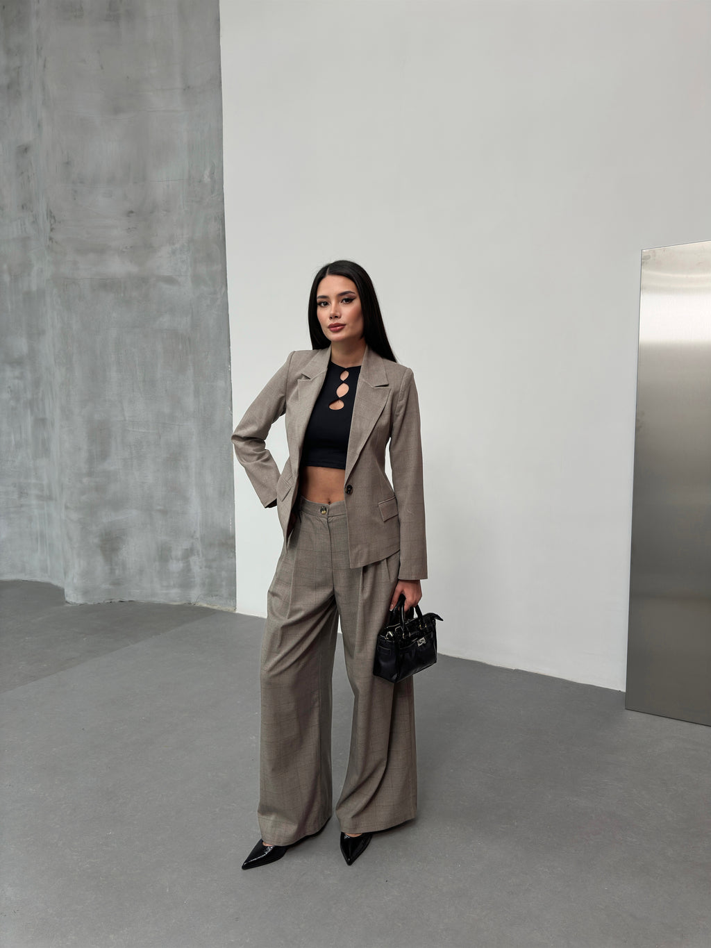 Ekose desenli astarlı blazer ceket