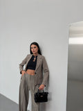 Ekose desenli astarlı blazer ceket